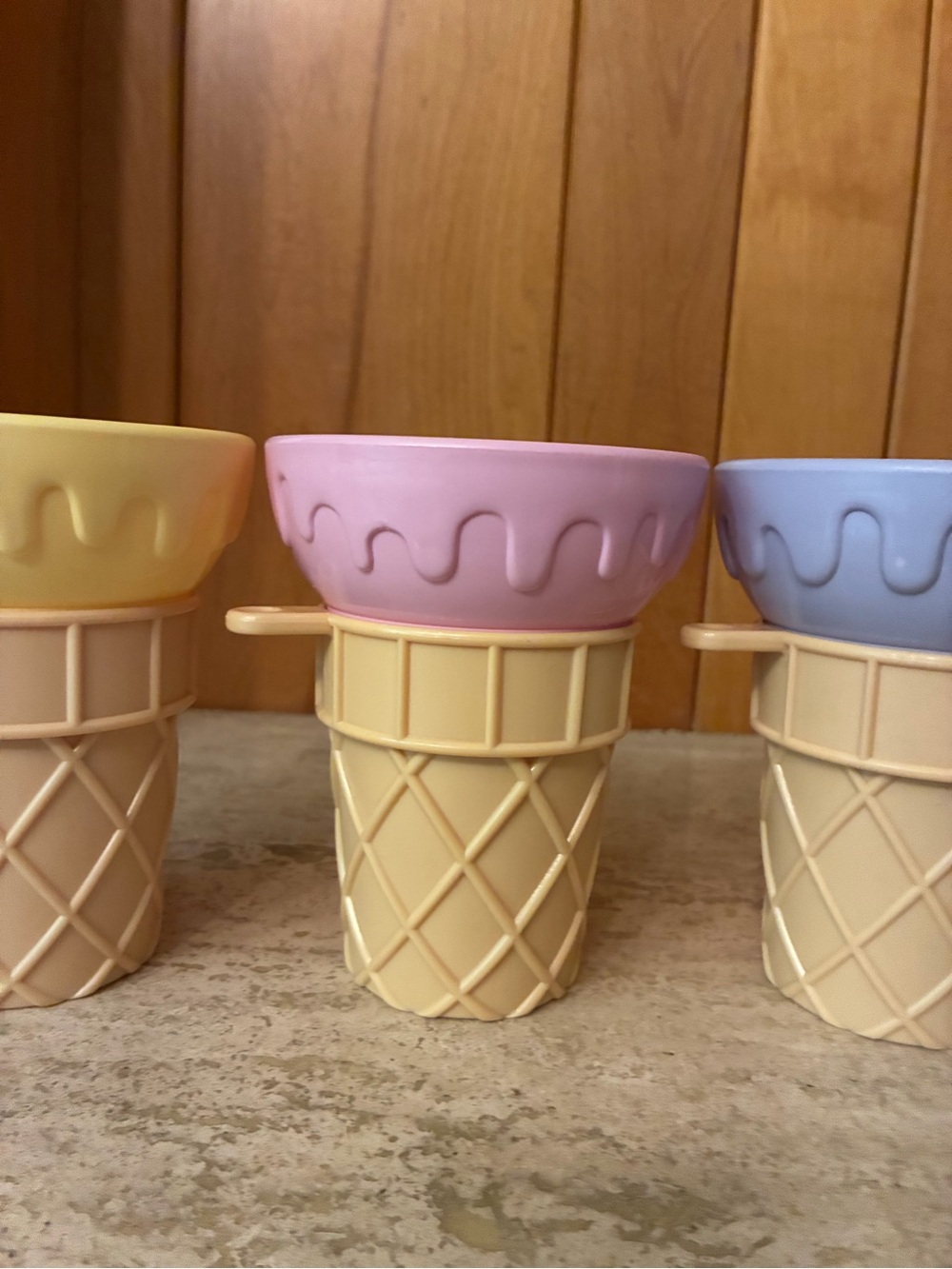 AVON Soda Fountain Ice Cream Cone Cups Set of 4 -Pastel Mint, Blue, Pink, Yellow - Picture 7 of 9